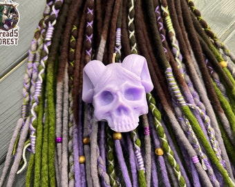 Boho Wool Dreadlocks - Ombre Brown, Purple, Khaki Green