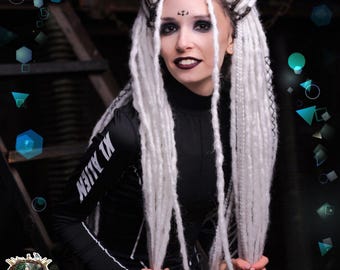 White Dreadlocks Hair Extensions: Boho Braided Style (45-60 cm, henlon)