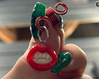 Dreadlocks Accessories Dreadlock Bead Lips Mouth Teeth Vampire Metal Plastic Polymer Clay Red White Gift Hair Jewelry