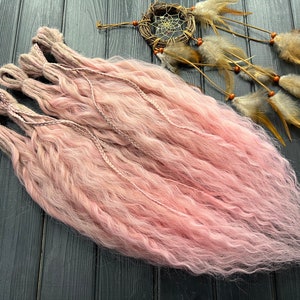 Ombre Blond + Pink Synthetic Dreadlock Curls: Double Ended Boho Hair Extensions
