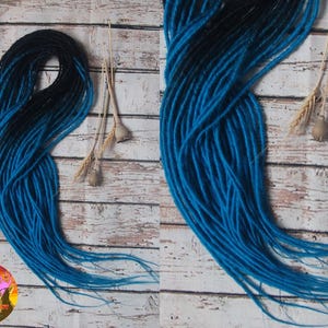 Dreadlocks a doppia estremità, effetto ombré dal nero al blu (extension per capelli sintetici)