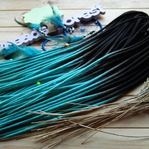 Wool dreads full set DE dreadlocks extensions double ended black mint ombre