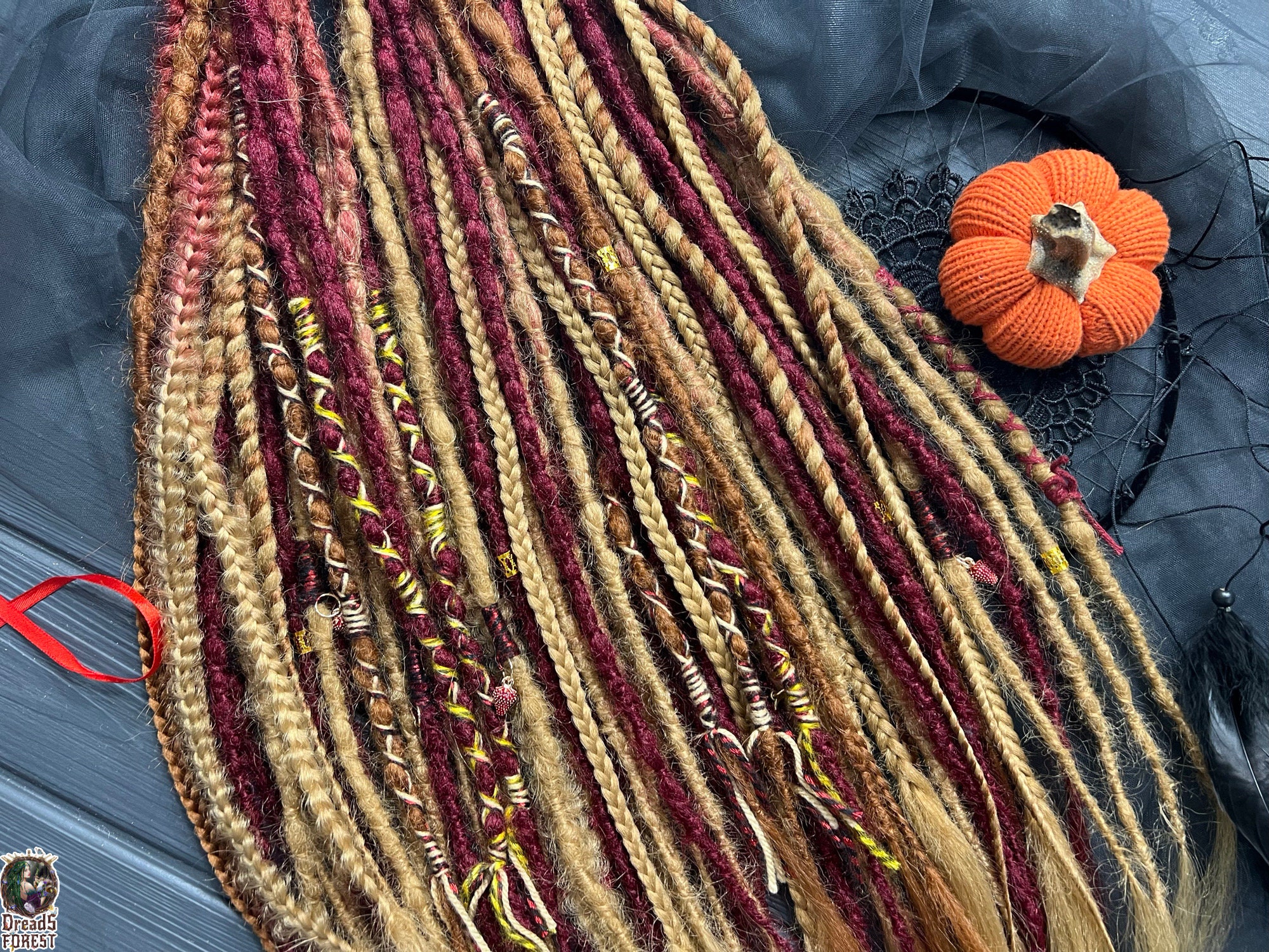 Ginger Burgundy Dreadlock Extensions: Synthetic Kanekalon  display picture 1