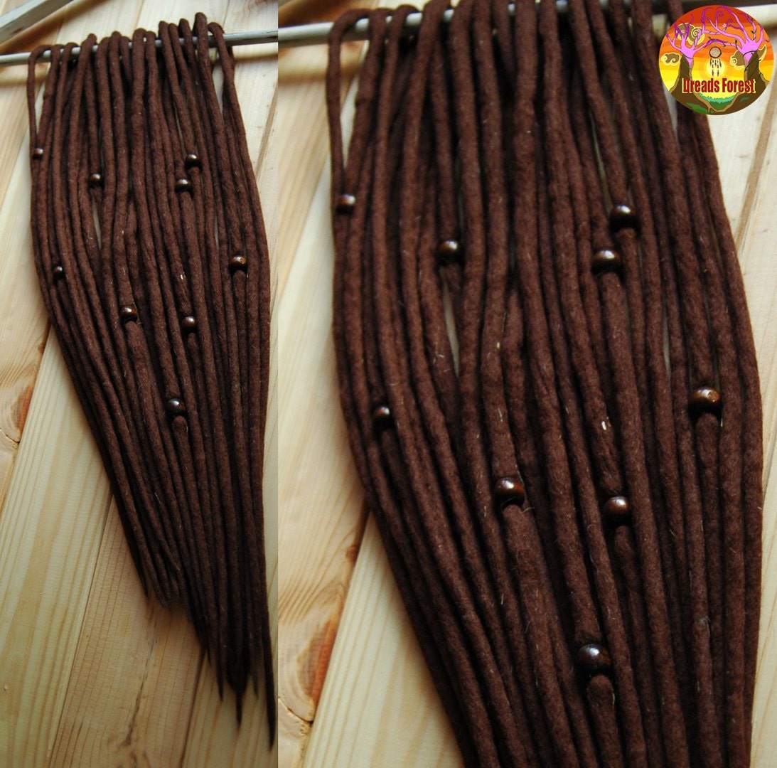 Brown wool double ended dreads with FREE wooden beads festival boho