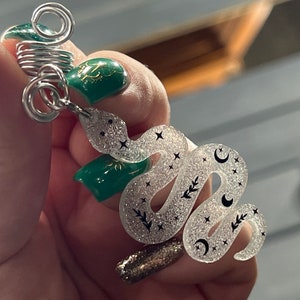 Snake Dreadlock Bead: Silver Steel Hair Braid Charm