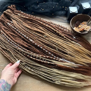 Handmade Blend Brown Henlon Dreadlocks: Fishtail Braids