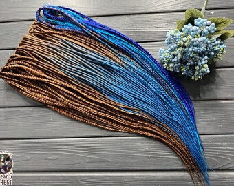 Boho Synthetic Dreadlocks Brown to Blue Ombre (Full Set, 50-60cm)