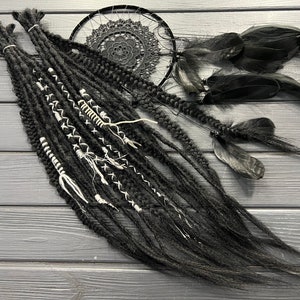 Black Synthetic Dreadlocks: Boho Viking Braids with Metal Beads