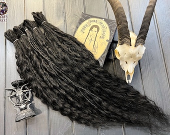Black Afro Curl Synthetic Dreadlock Extensions: Double Ended Boho Braids