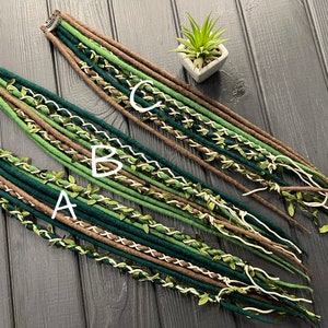 Clip in dreads wool light brown, green, lime double ended dreads on clip clip in extensions creative gifts for teenagers