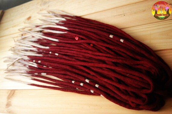 Wool Double Ended Dreads Burgundy Dreads With Blonde Tips Etsy