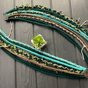 Wool Dreads Clip-In Extensions: Light Brown, Mint, Emerald Green