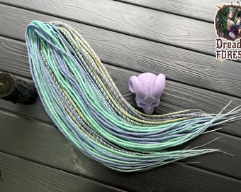 Thin synthetic double ended dreads + senegals + braids set colors mint, sky blue, gray, blond hair extensions dreadlocks boho single DE SE