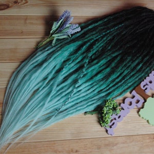 Natural look synthetic double ended black dark green mint green ombre dreads hair extensions dreadlocks boho single ended DE or SE