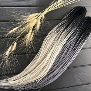 5 DE - 70 DE synthetic double ended dreads black white light grey gray