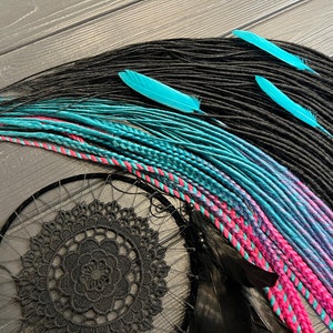 Black & Ombre Raspberry Turquoise Dreads: Twisted Boho Hair Extensions