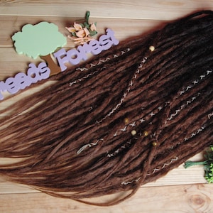 Natural Look Synthetic Double Ended Black Brown Ombre Dreadlocks Hair Extensions Dreads Boho Single ended DE or SE loc ex dark hair