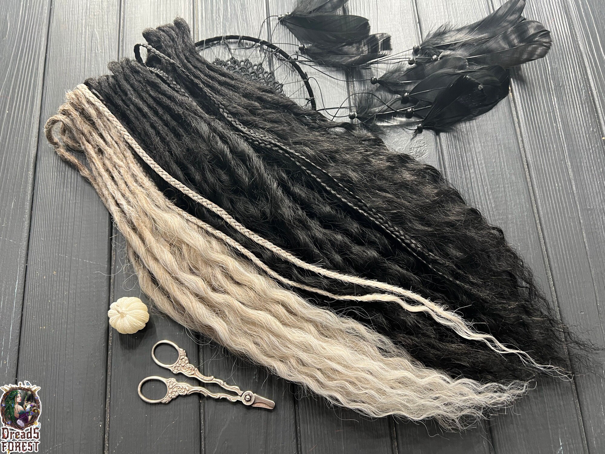 Synthetic Dreadlock Extensions: Black, Blond & Brown Blend