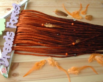 Wool Dreads Full Set: &quot;Cheetah&quot; Auburn & Dark Brown DE Dreadlocks