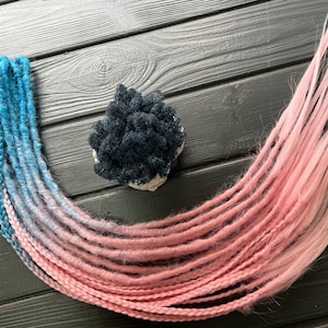 Natural look synthetic dreads double ended ombre blue sea wave on baby pink dreads hair extensions dreadlocks boho single ended DE or SE