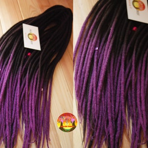 Wool dreads full set DE dreadlocks extensions double ended dreads - black - purple dreads