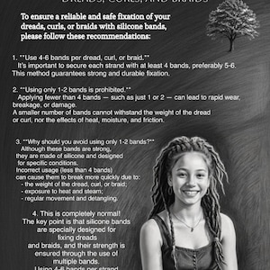 a young girl with dreads, curled, and braided, smiling at the camera.