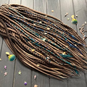 Brown Mocha Wool Dreads Mix | Senegalese Twists Braids Shell Beads, Made in USA