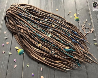 Brown Mocha Wool Dreads Mix | Senegalese Twists Braids Shell Beads, Made in USA