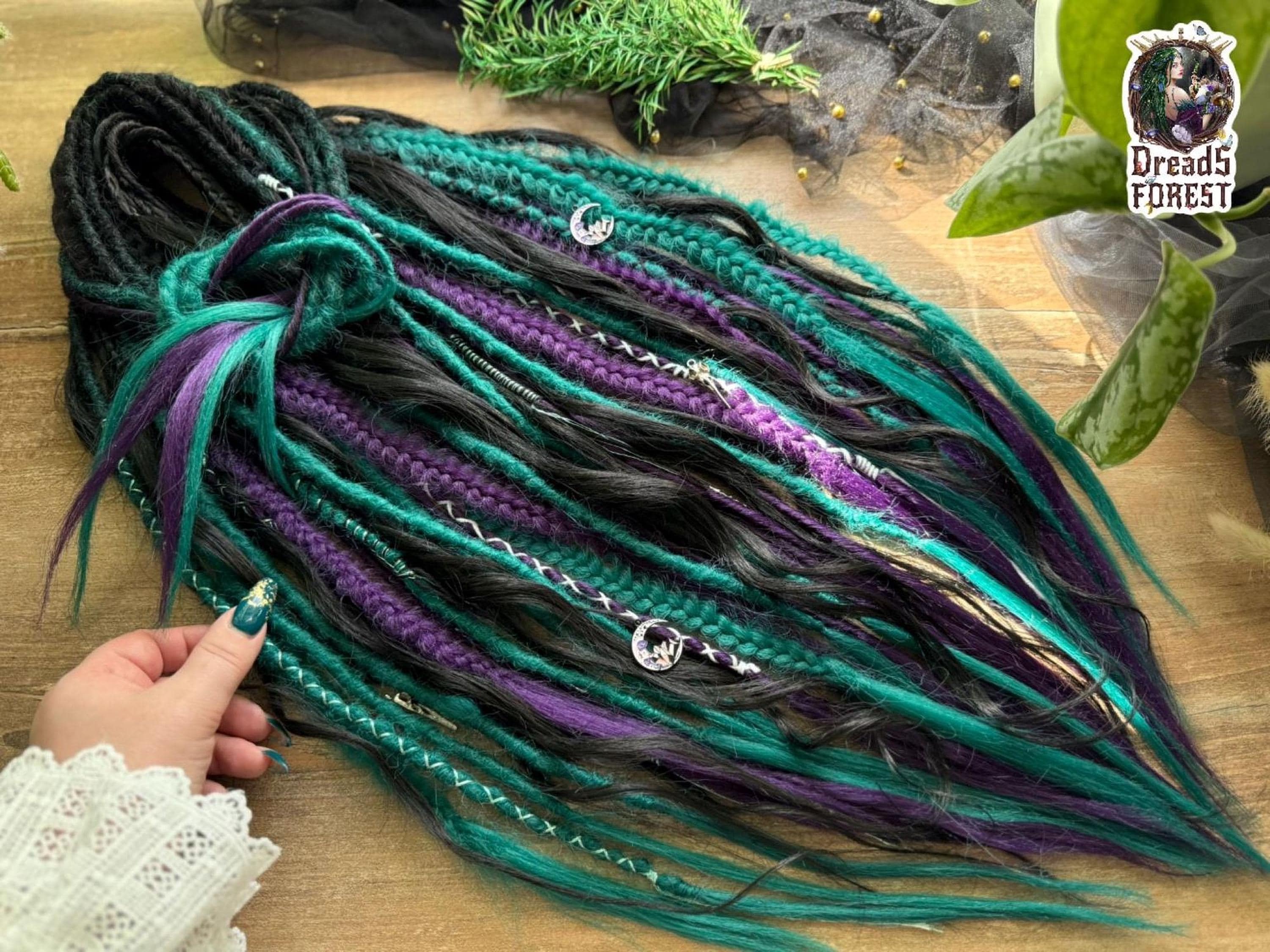 Black Merino Wool Clip In Dreadlocks Extensions Handmade Miss Violet Lace Amazon.com : Quisduis 16 Inch Clip in Dreadlocks Hair  main image 4