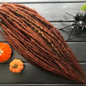 Dreadlocks sintéticos de dupla extremidade com aparência natural + tranças misturadas à mão em tons de vermelho gengibre extensões de cabelo dreadlocks boho único DE SE