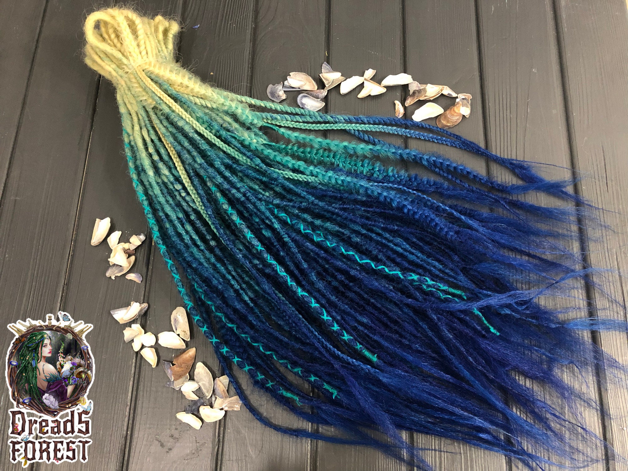 Dreadlock-Extensions Für Pferdeschwanz Oder Dutt – 60 Cm, Ombré Braun/Blau, Aus Hitzebeständigem Synthetikhaar