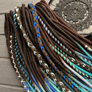 Wool Dreadlocks Ombre Shades of Brown on Blue, Sky Blue, Mint +braids ...