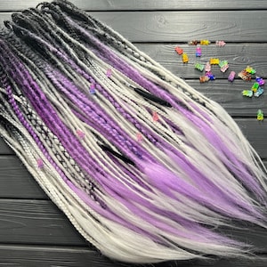 Ombre Synthetic Dreads: Black to White & Purple Braids