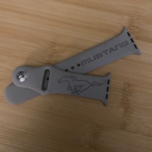 Ford Mustang pony and lettering-bar apple watchband-laser engraved-multiple colors