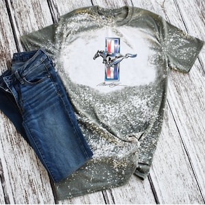 Mustang tri-bar pony bleached T-shirt-multiple colors