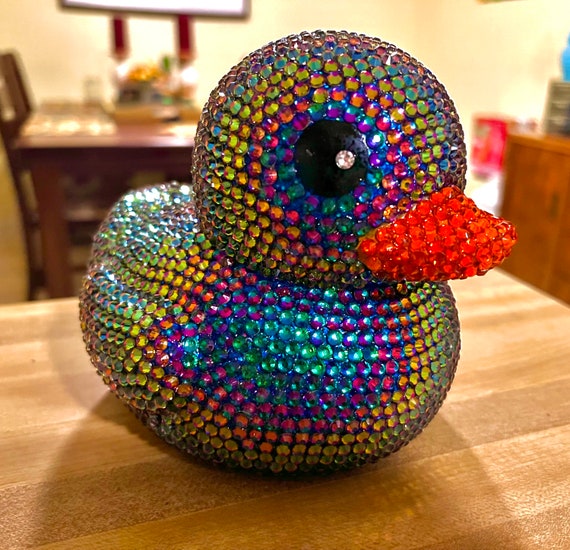 Strass Quietscheente - Bling Ente - Große 7 cm - Glas-Strasssteine