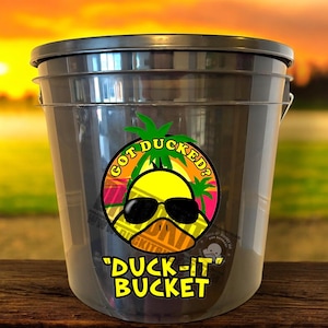 Transparent black Duck-It Bucket: Ducking Kit with 30+ Tagged Ducks
