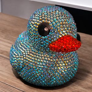 Cheer good luck bling Duck-Rhinestone Duck-Large 7 inch-glass rhinestones-custom made-Teal-LAST ONE!