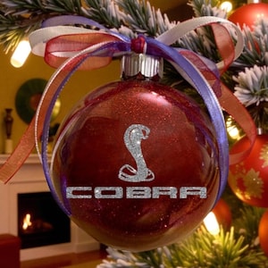 Cobra Mustang ornament-cobra design-multiple colors-silver glitter-customizable!