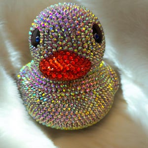 ab crystal Rhinestone Rubber Duck-Bling Duck-Cheer lucky duck-Large 7 inch-glass rhinestones-READY TO SHIP