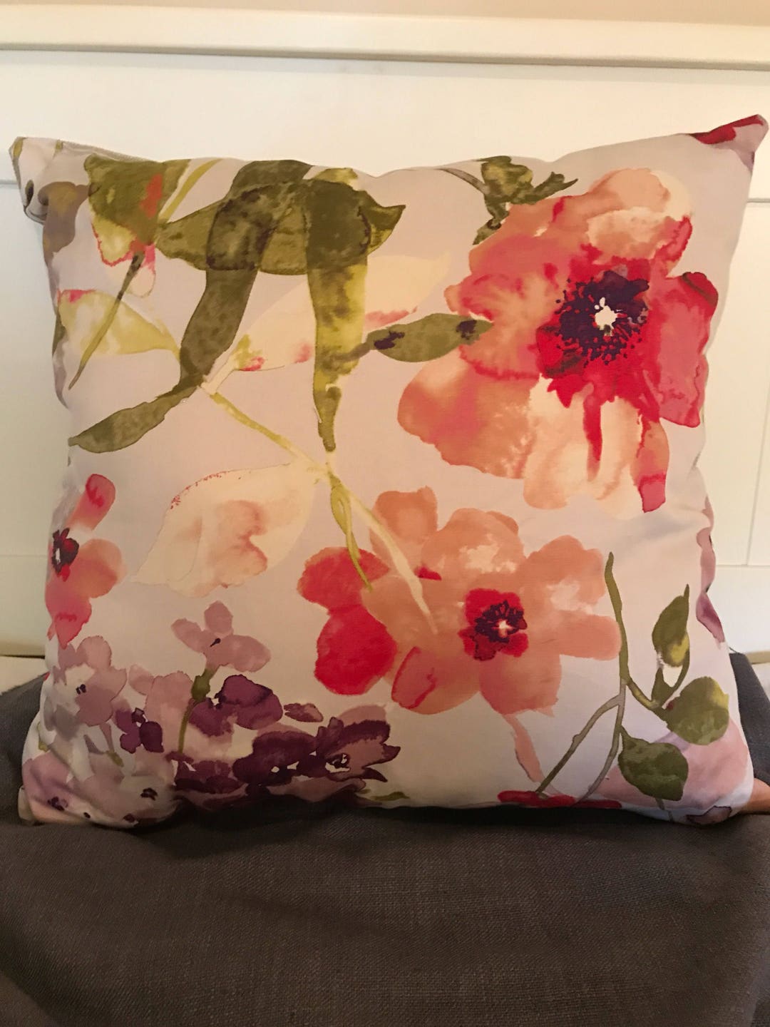 Romantic Pink Floral Throw Pillow Decorative Pillows Pink Etsy