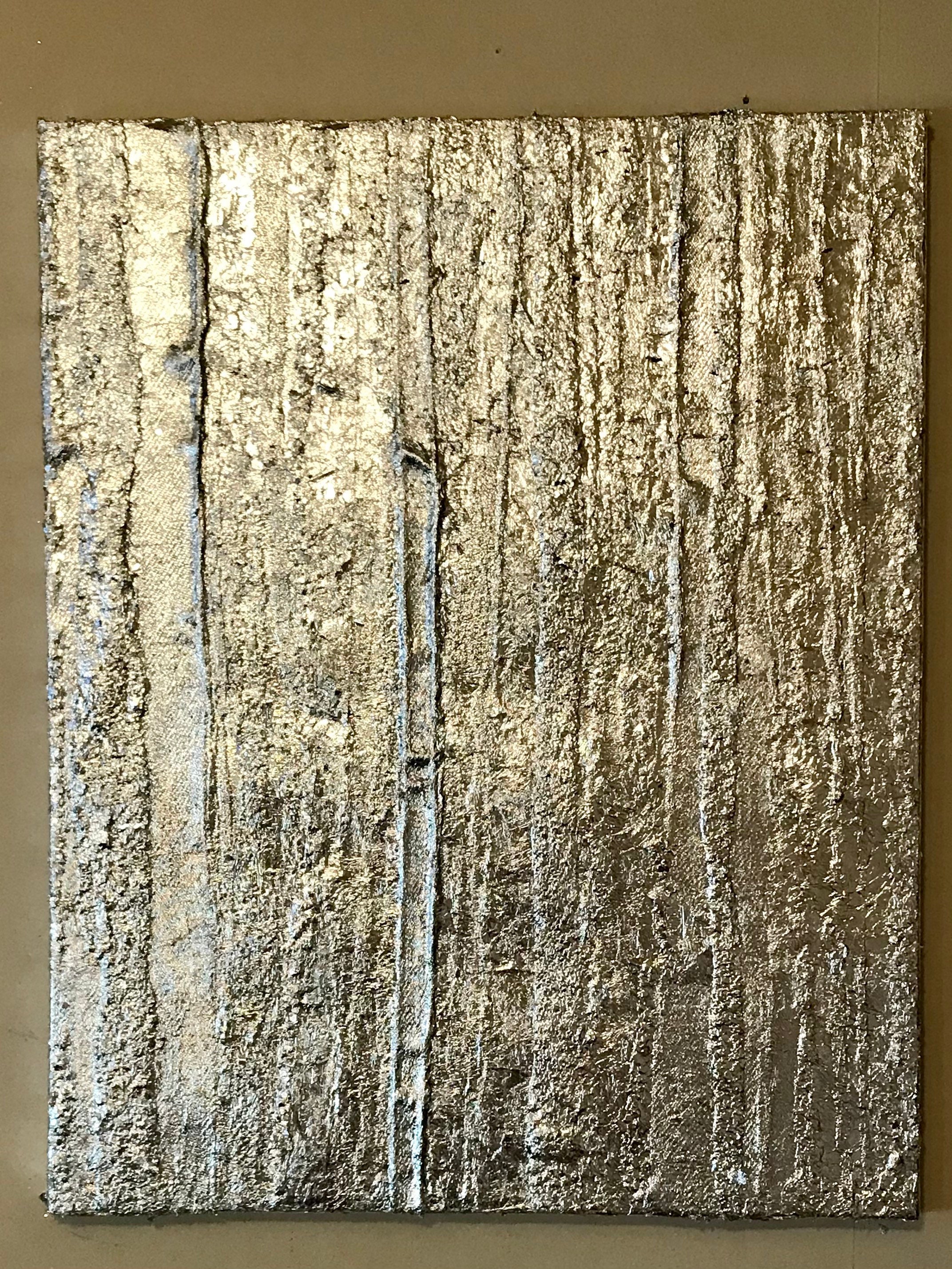 16x20 abstract textured silver foil artwork. Silver wall art Etsy