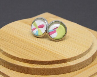 Stud earrings, small minimalist earrings, stainless steel earrings, round surgical steel studs, multicolour studs for gift