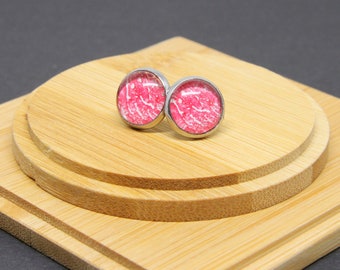Pink round surgical steel studs, stainless steel earrings, round minimalist earrings, small earrings for gift, birthday gift for her