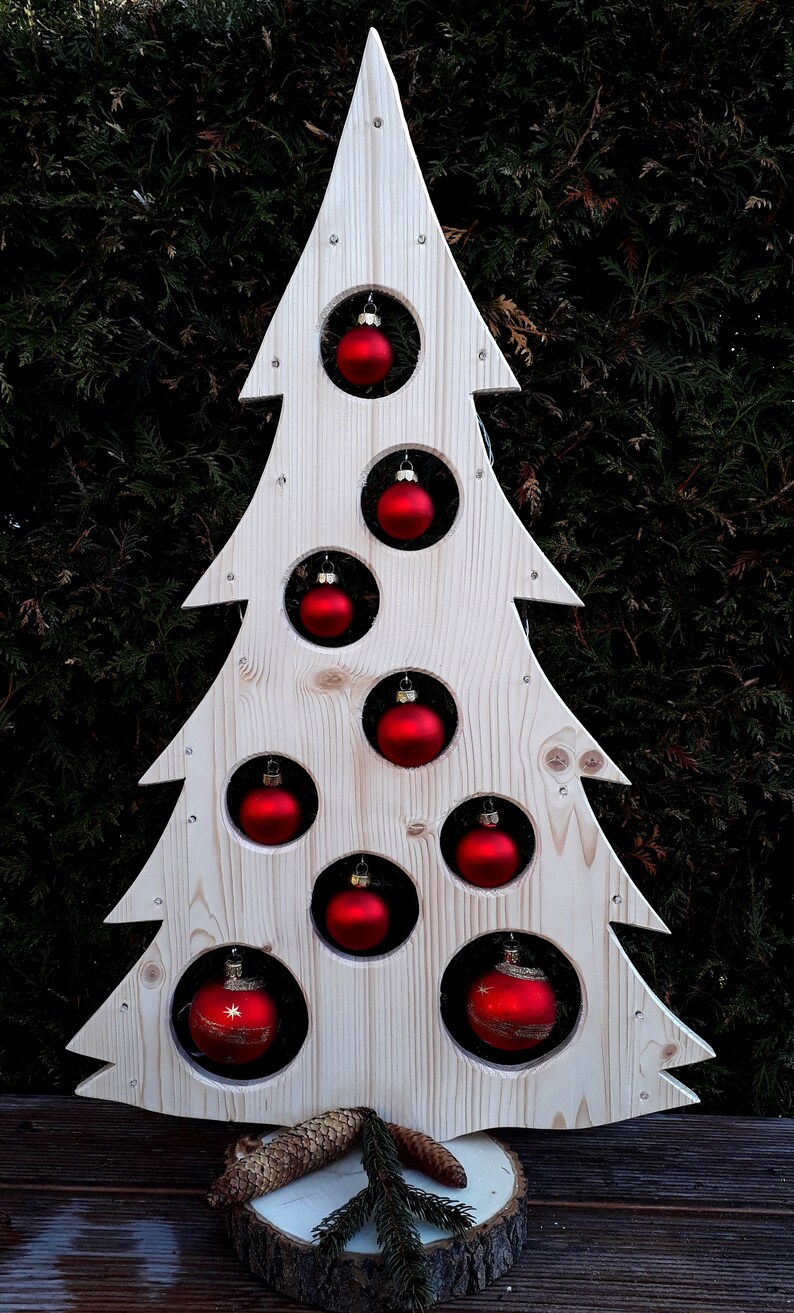 Weihnachtsbaum Holzdeko LED Advent Weihnachtsdeko Baum Kugeln Etsy