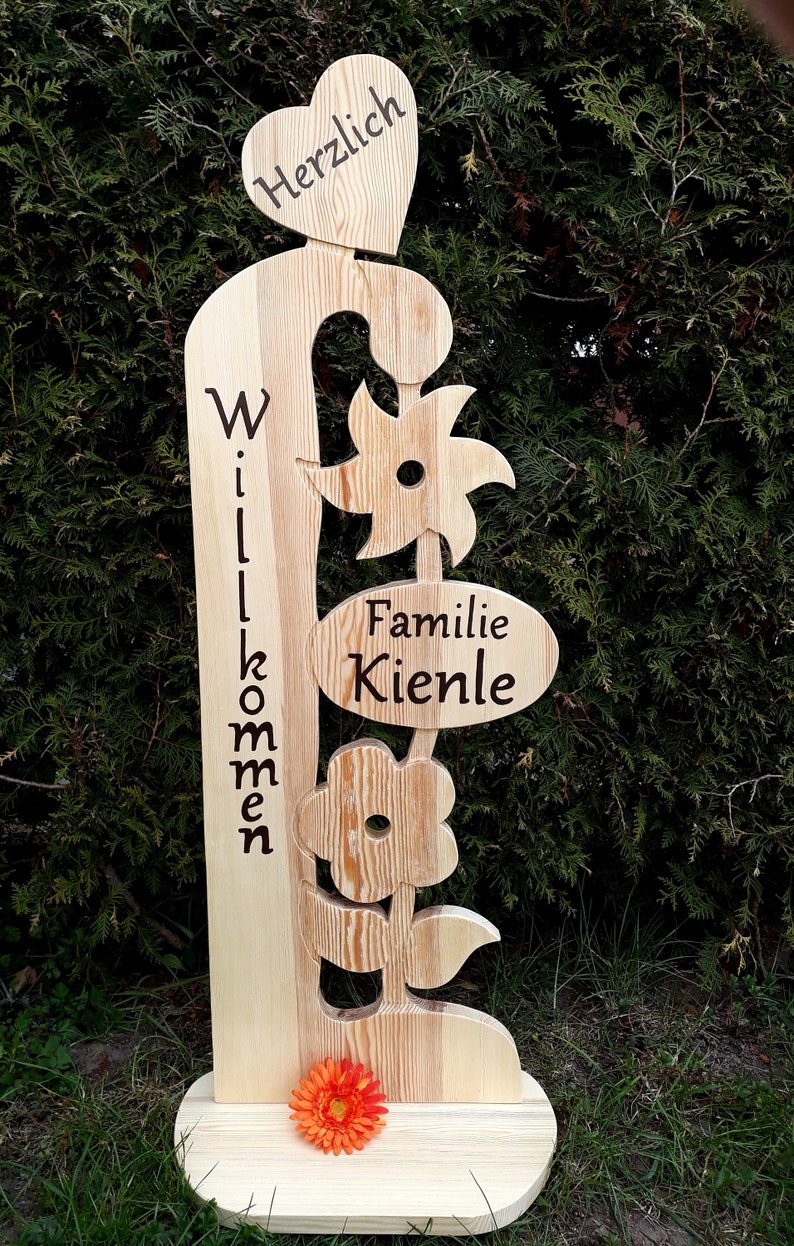 Herzlich Willkommen 110 m Stele Holz Familie Aufsteller Etsy