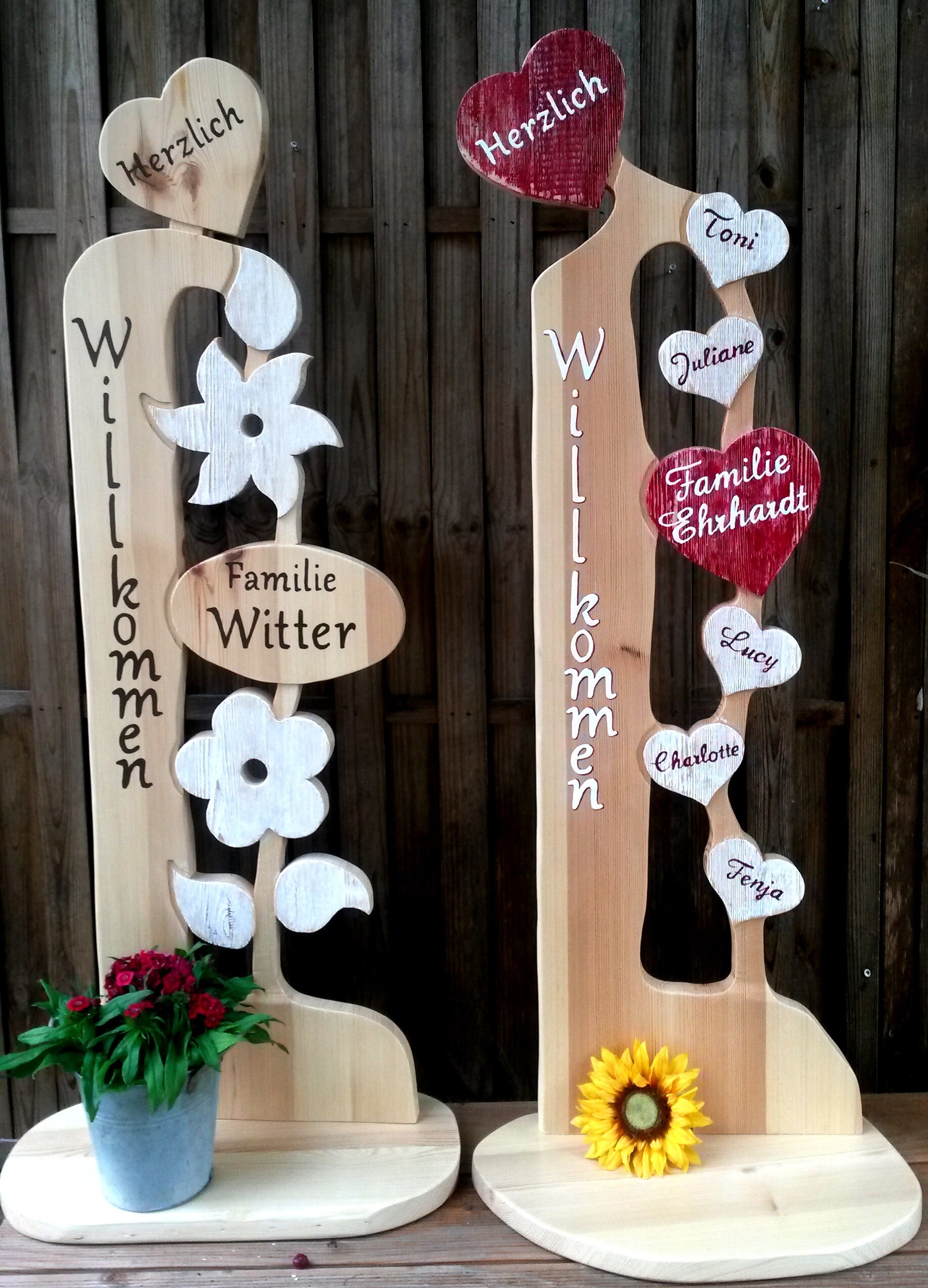 Herzlich Willkommen Familie Herz Holzbrett Holz Stele Etsy