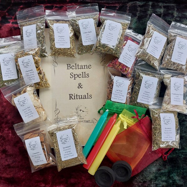 Beltane Rituals Kit - 16 Herbs  - Booklet - Spells - Wicca - Pagan -  Charms - Altar