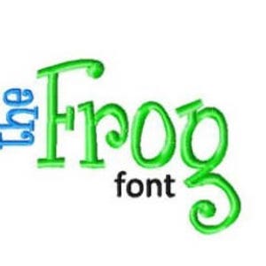 Digital Frog Machine Embroidery Satin Stitched Font Set Incluye 4 tamaños descargables