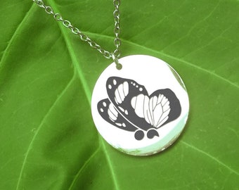 Semicolon Butterfly Necklace Semi-colon pendant Stainless steel or  Gold plated Semi colon Charm for men or women